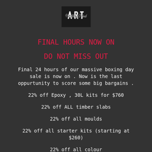 LAST CHANCE TO STOCK RIGHT UP ,FINAL 24 HOURS NOW ON !!! DONT MISS OUT .