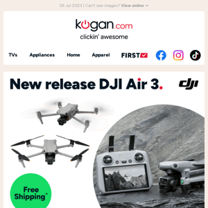 Just in! New DJI Air 3 with free shipping - Fly high & take your eyes to the sky!