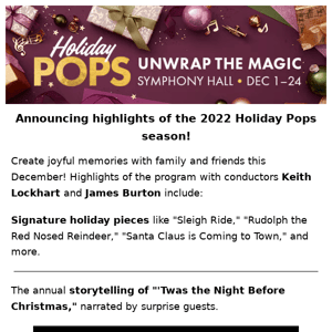 Get your first look at the Holiday Pops season inside! 👀