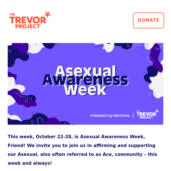 Celebrate Asexual “Ace” Awareness Week with The Trevor Project