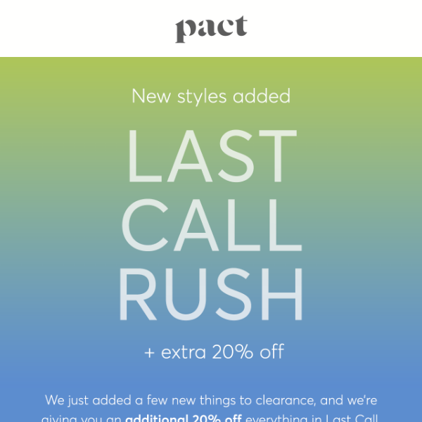 Today only extra 20 off Last Call Wear Pact