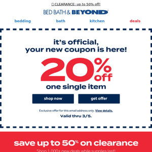 You scored a 20% off coupon!