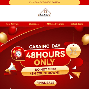 ⌛️Just 48H: CASAINC Day Countdown!UP TO 78% OFF