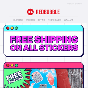 FREE shipping on ALL stickers 🚀 and Up to 40% off Sitewide