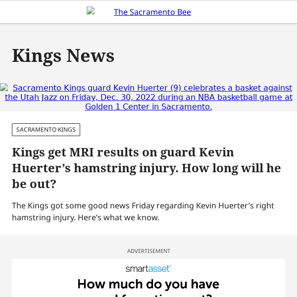 Kings get MRI results on guard Kevin Huerter’s hamstring injury
