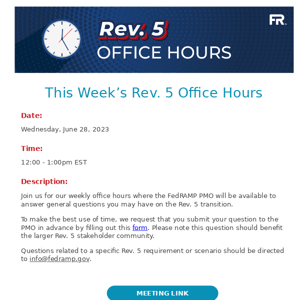 FedRAMP's Weekly Rev. 5 Office Hours!