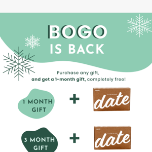 Starting Now: BOGO Is Back!