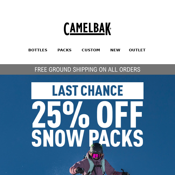Sale Ends Tonight: 25% Off Snow Packs