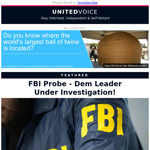 FBI Probe - Dem Leader Under Investigation!