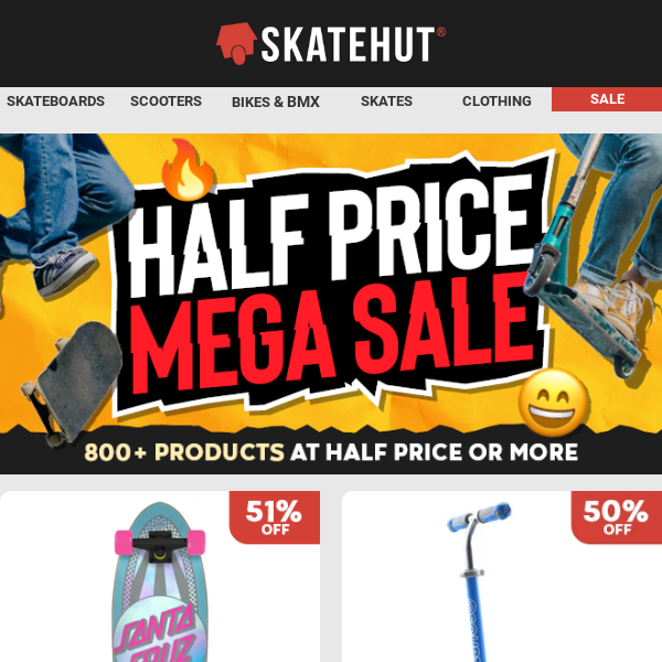 🔥 Get 50% off or more on 800+ products - Half Price Mega Sale Now On!