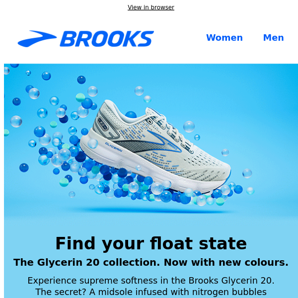 Find your float state in the Glycerin 20 - Brooks Running AU