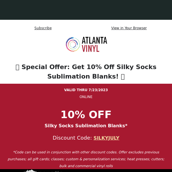 Last Call for 10% Off Silky Socks & $2 DTF Transfers