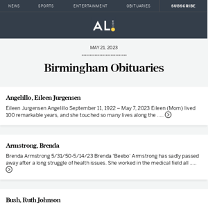 Birmingham obituaries for May 21, 2023