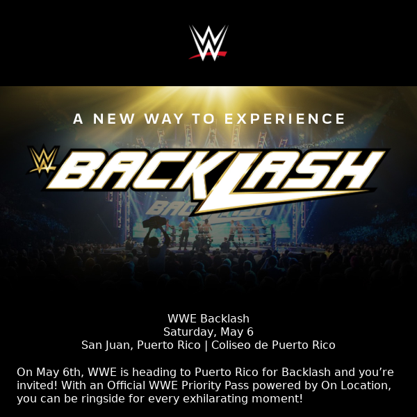 WWE Backlash Priority Pass Packages