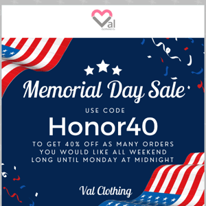 Memorial Day Sale Ends Today! 🇺🇸