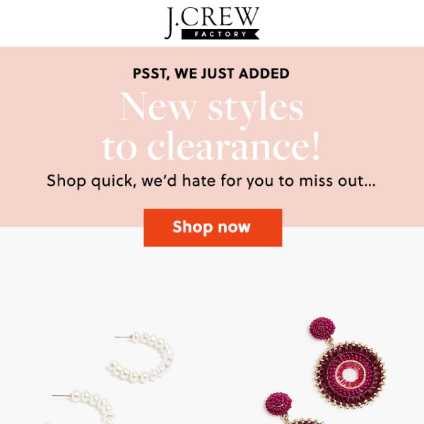 Psst, EXTRA 70% OFF CLEARANCE is happening right now...