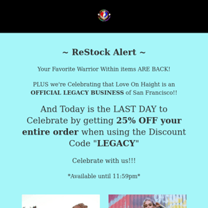 LAST DAY to get 25% OFF your order!!!