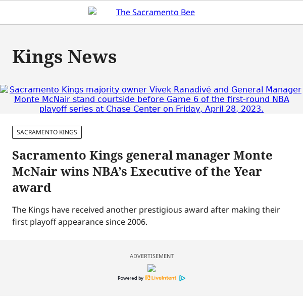 Kings GM Monte McNair wins NBA’s Executive of the Year award
