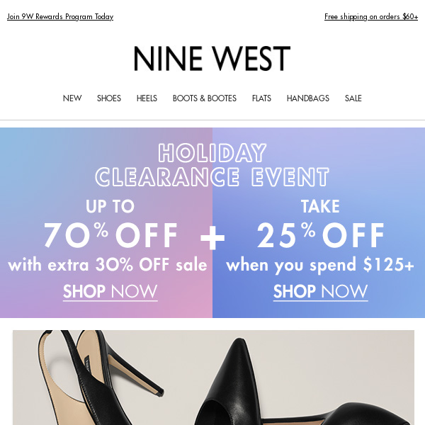 Holiday Clearance: Up to 70% OFF - Nine West