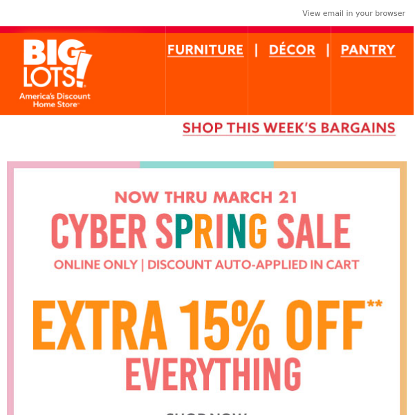 Cyber Spring Sale: EXTRA 15% off EVERYTHING!