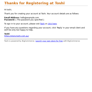 Thanks for Registering at Toshi