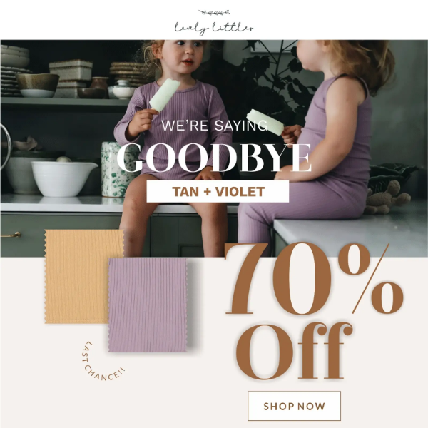 SAYING GOODBYE!! 70% off Violet & Tan!