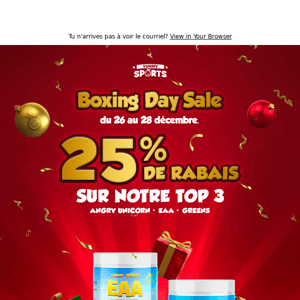 ❗ BOXING DAY - 25% de réduction sur notre top 3 et 15% sur tout le reste