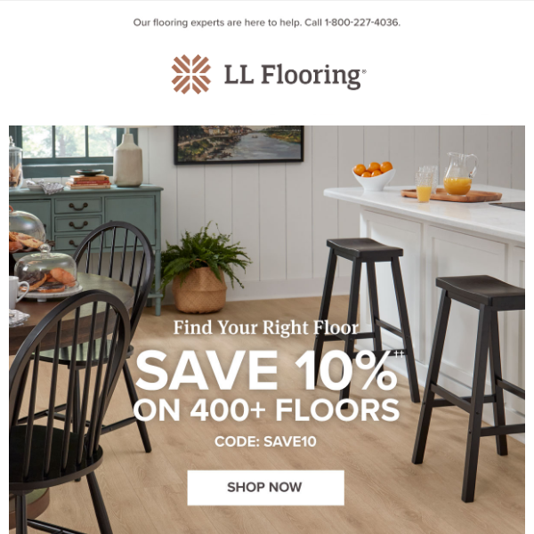 Give your home a new look with 10% off flooring