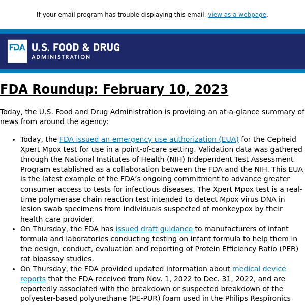 FDA Roundup: February 10, 2023