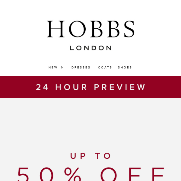 Exclusive 24hr Sale Preview at Hobbs: Up to 50% Off!