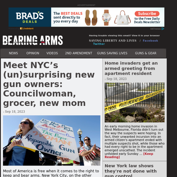 Bearing Arms - Sep 18 - Meet NYC’s (un)surprising new gun owners: Councilwoman, grocer, new mom