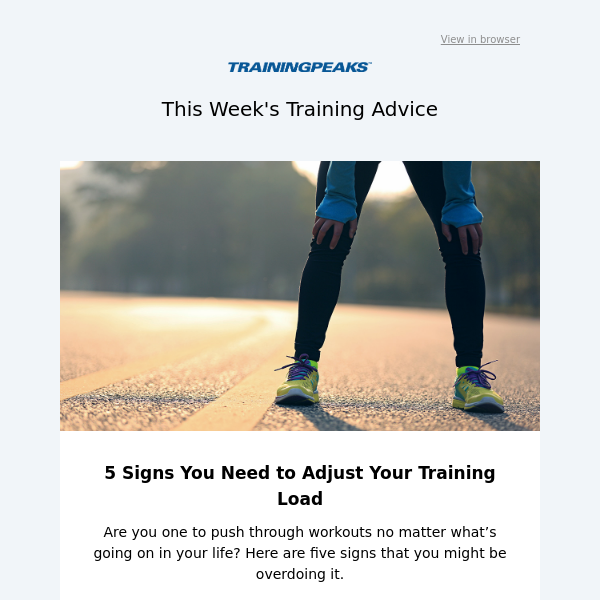 5 Signs You’re Overtraining