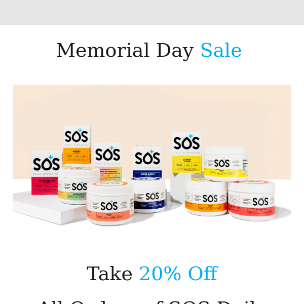 Memorial Day Sale. At least 20% Off Everything