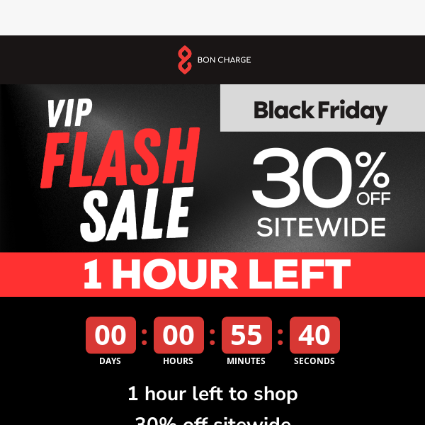 Hurry! 1 Hour Left To Save 30%