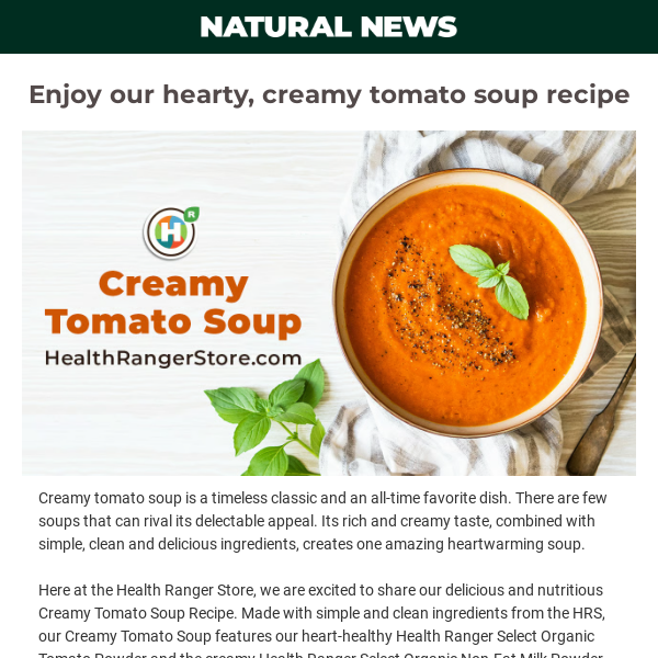 Enjoy our hearty, creamy tomato soup recipe