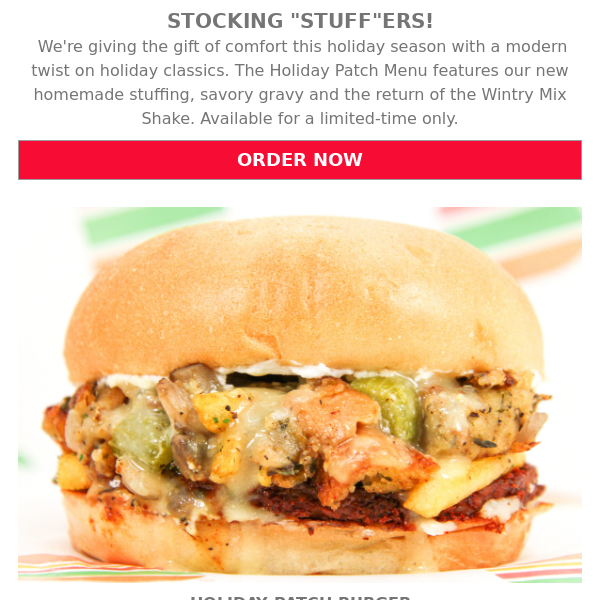 New! Stuffing & Gravy Burger + Wintry Mix Shake