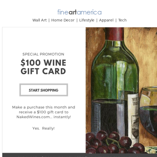 Special Promotion - All Orders (No Matter How Small) Come with a $100 Gift Certificate for Wine!
