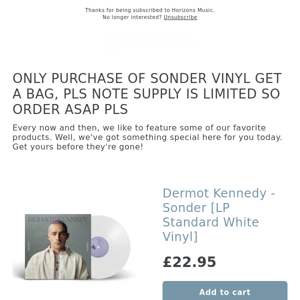 OUT THIS WEEK! WITH LIMITED EDITION TOTE BAG! Dermot Kennedy - Sonder - >>>
