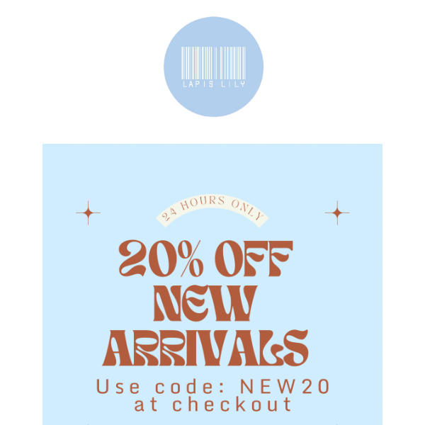 ⚡️ Flash sale: 20% off New Arrivals ⚡️