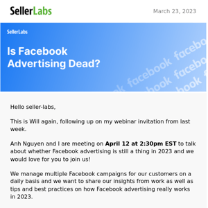 [LIVE WEBINAR] Is Facebook Advertising Dead?