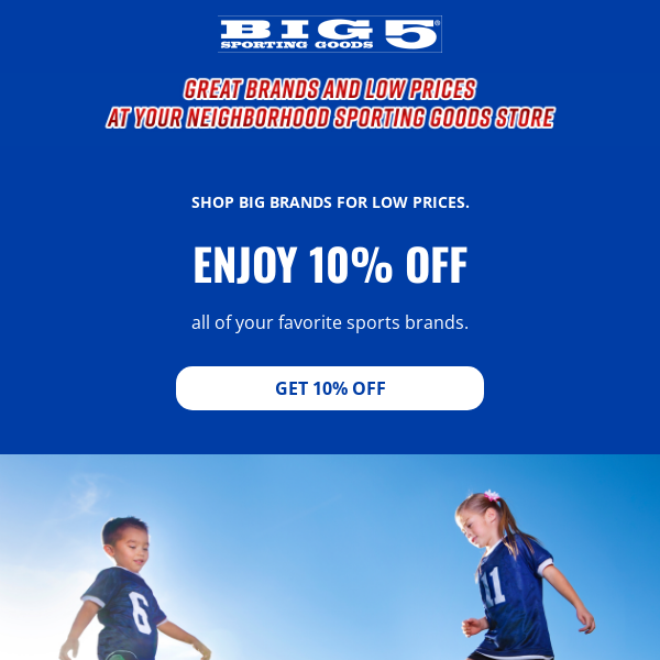 SAVE 10% ON NAME BRAND SPORTING GOODS
