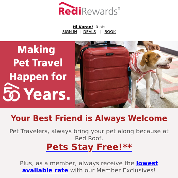 Hey Red Roof, did you know Pets Stay Free?