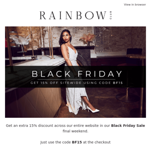 Black Friday 15% Extra Off Sitewide