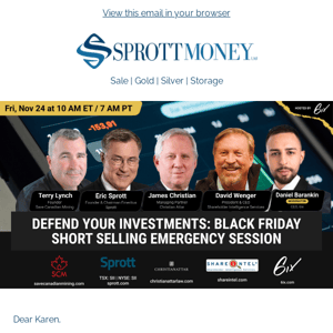 Join Eric Sprott at the Black Friday Short Selling Emergency Session!