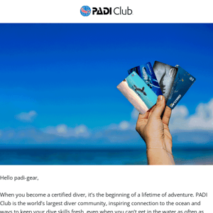 PADI Gear, Join PADI Club and Get 25% Off Certification Cards