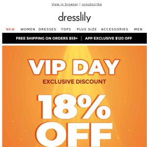 VIP EXCLUSIVE: HURRY UP! 18% OFF!!!