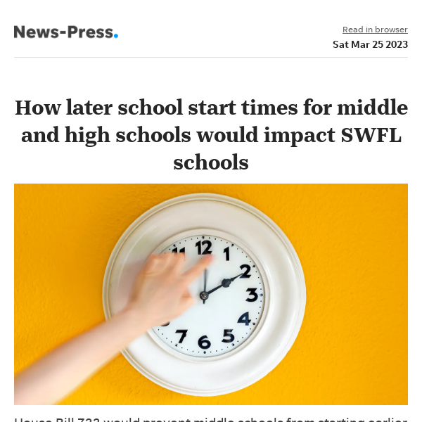 News alert: Legislature news: SWFL schools could be impacted by school start time bill