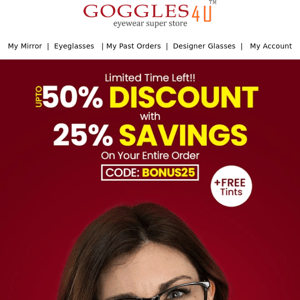 Goggles 4u 😍 UPTO 50 Percent + 25 Percent & FREE Tints - Limited Time Left