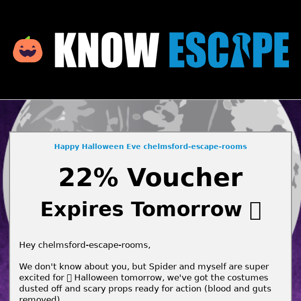 🛒 Your 22% Discount Code Expires Tomorrow Chelmsford Escape Rooms