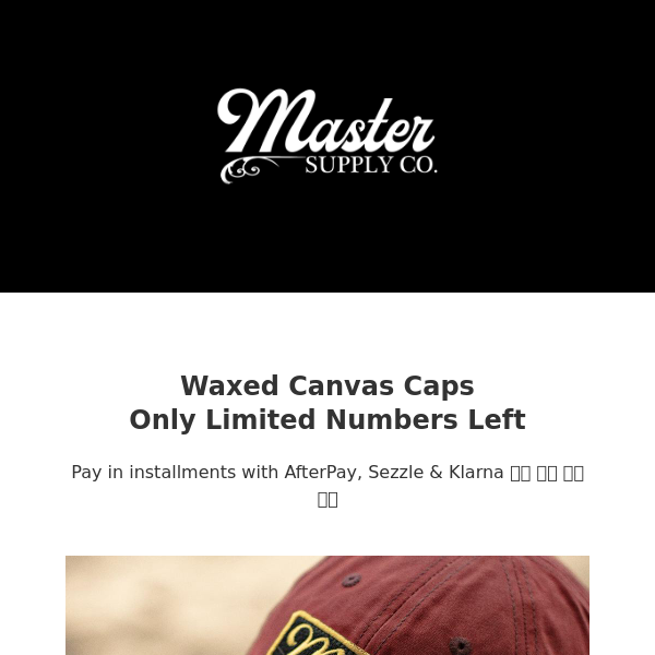 Master Supply Co | Waxed Canvas Caps | Master Supply Co Logo